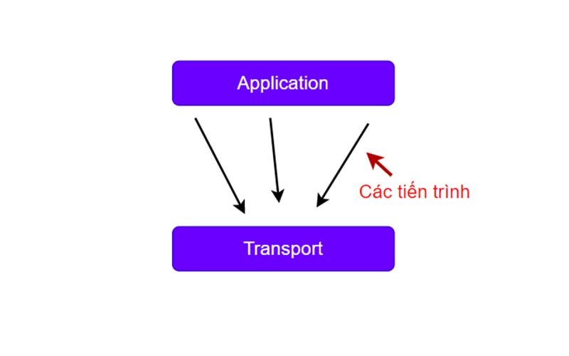 Dữ liệu được chuyển từ tầng Application đến tầng Transport