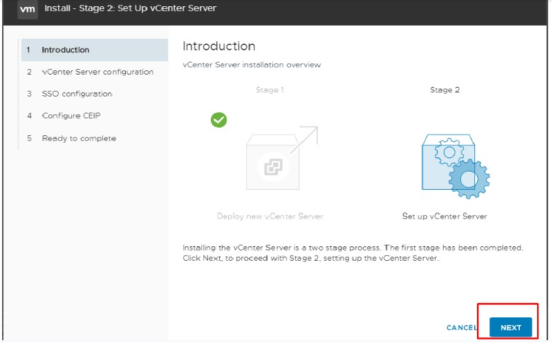 Hướng dẫn cài VMware VCSA 7.0 Stage 2