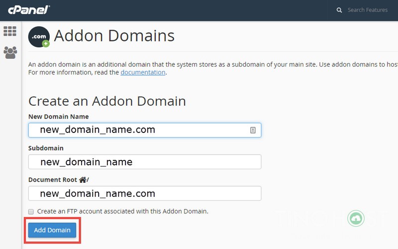 Cách thêm Addon Domain trên Cpanel Hosting