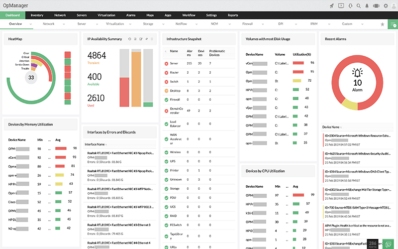 Phần mềm quản trị server ManageEngine OpManager