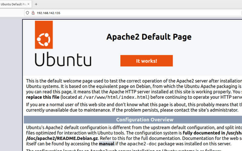 Hình 2.2 - Trang web Apache2 Default Page