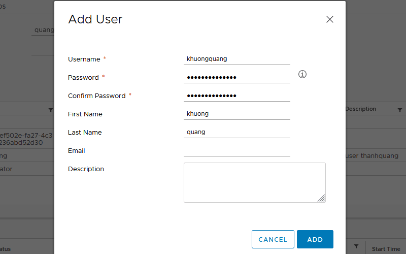 add user mới