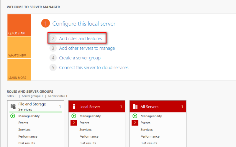 Hình 4. Chọn Add roles and features