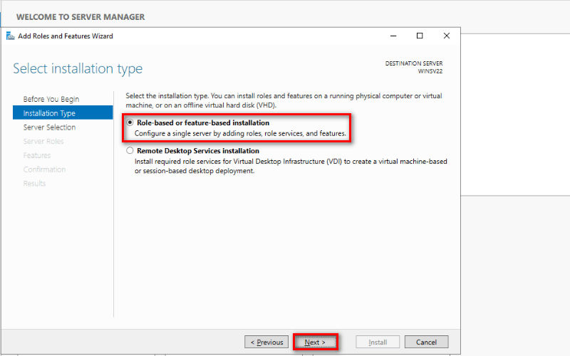 Hình 6. Chọn Role-based or feature-based installation