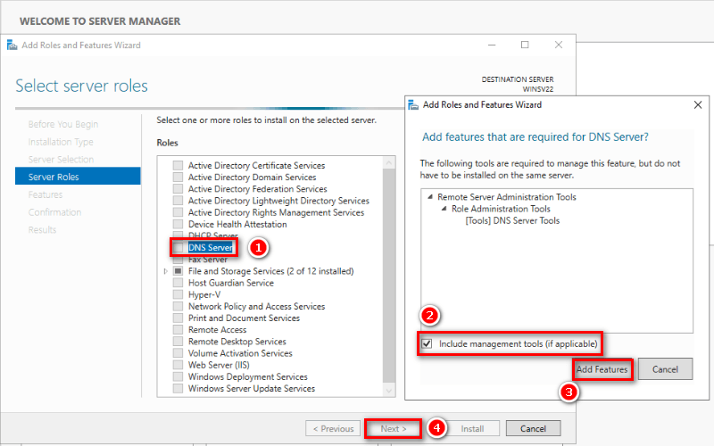 Hình 8. Chọn Vai trò muốn cài đặt là DNS Server