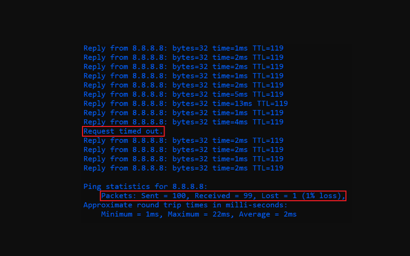 Cách nhận biết Packet Loss