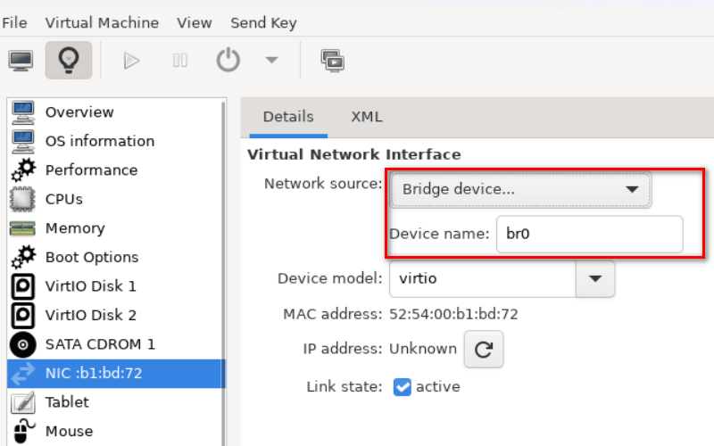 cấu hình mạng bridge trong KVM 3