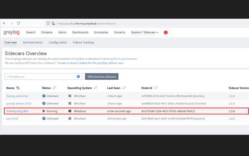 giao diện Graylog