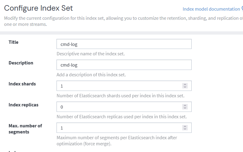 Tạo index-set để lưu trữ log của cmd-log