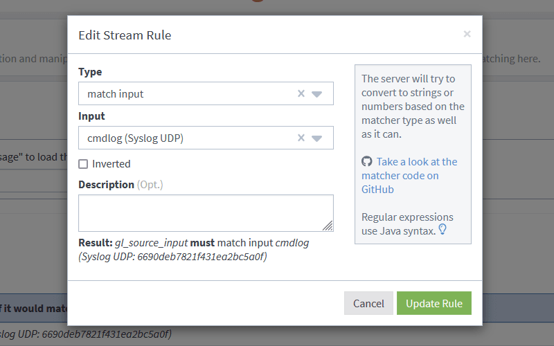 tạo stream rule cho index