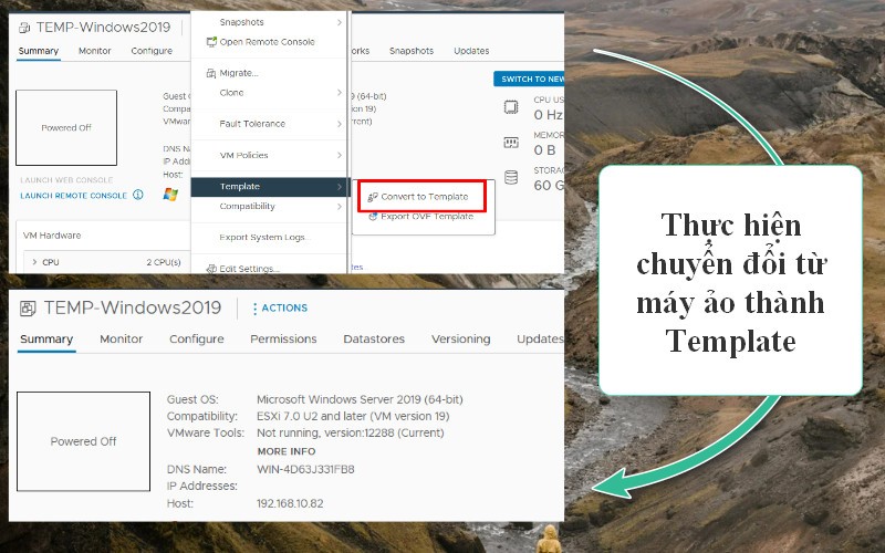 chuyển đổi máy ảo thành Template Windows server