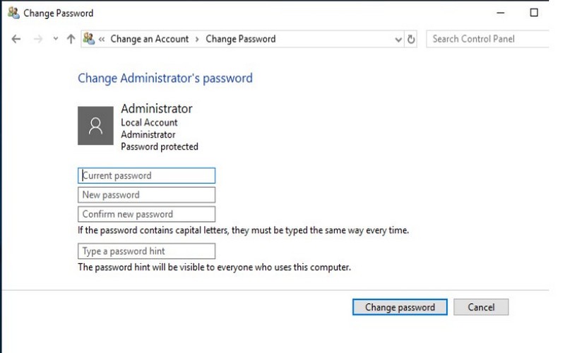 Đổi mật khẩu quản trị tài khoản VPS