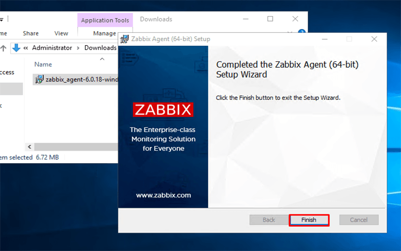 Kết thúc cài đặt Zabbix Agent giám sát Windows Server với Zabbix