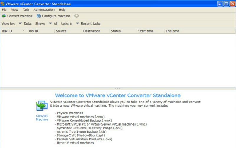 Giao diện của VMware Converter