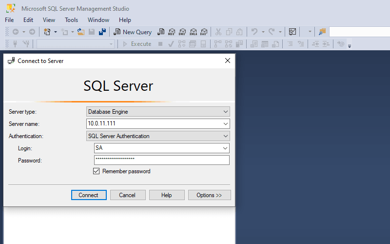 Trên Windows server kết nối từ xa đến SQL Server Centos 7