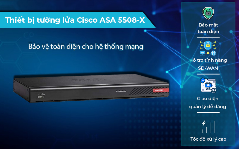 Thiết bị tường lửa Cisco ASA 5508-X hiệu suất cao