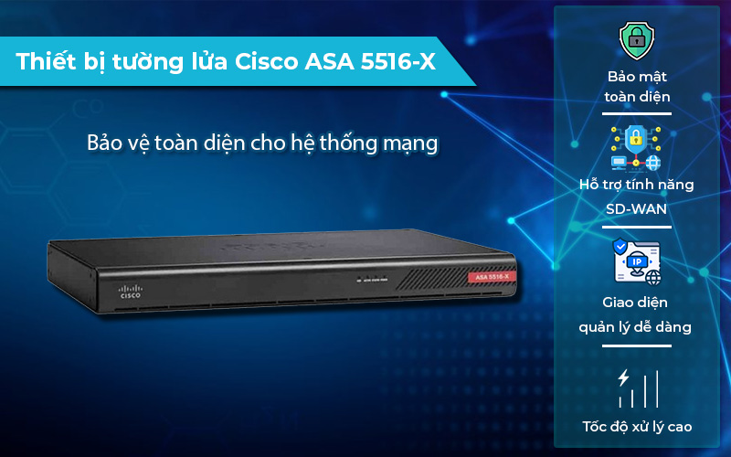 Thiết bị tường lửa Cisco ASA 5516-X hiệu suất cao