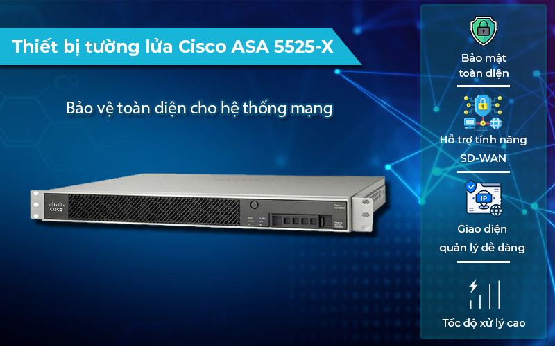 Thiết bị tường lửa Cisco ASA 5525-X hiệu suất cao