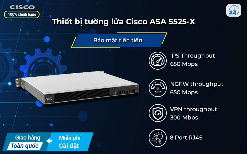 Thiết bị tường lửa Cisco ASA 5525-X cao cấp