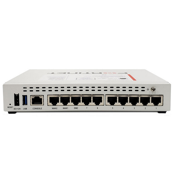 FortiGate-60E | 7x Internal ports | 2x WAN ports | 1x DMZ port | 1U