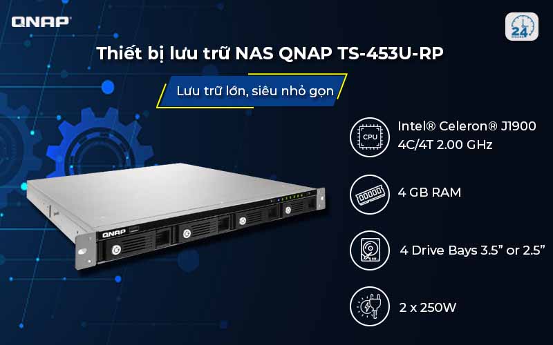 NAS QNAP TS-453U-RP - giải pháp lưu trữ với thiết kế nhỏ gọn nhất