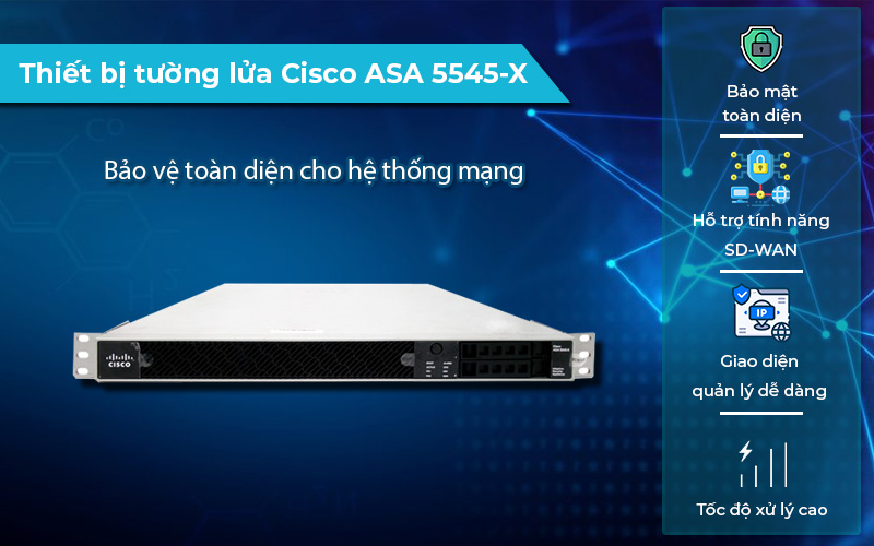 Thiết bị tường lửa Cisco ASA 5545-X hiệu suất cao