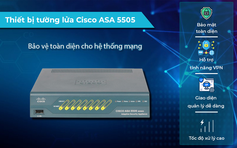 Thiết bị tường lửa Cisco ASA 5505 hiệu suất cao