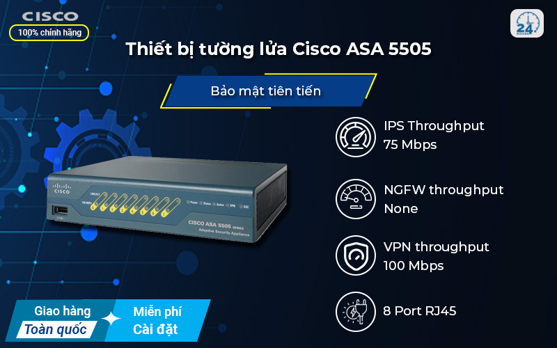 Thiết bị tường lửa Cisco ASA 5505 cao cấp