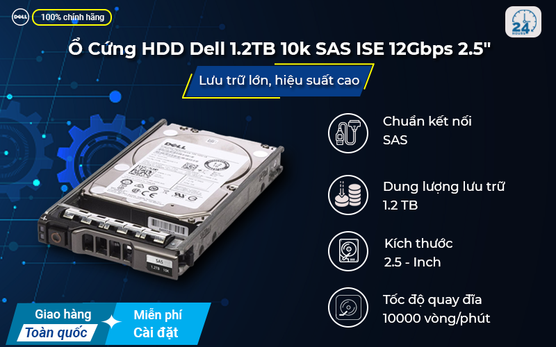 Ổ cứng HDD Dell 1.2TB 10k SAS ISE 12Gbps 2.5"