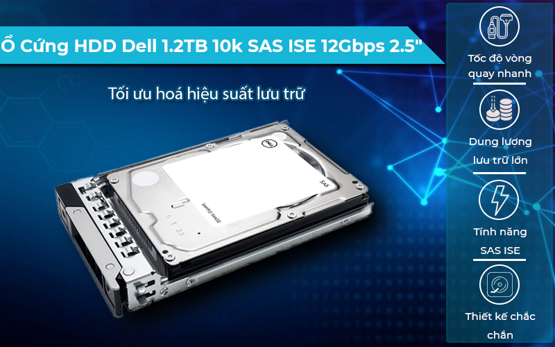 Cổ cứng HDD Dell 1.2TB 10k SAS ISE 12Gbps 2.5" độ bền cao