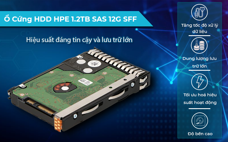 Ổ Cứng HDD HPE 1.2TB SAS 12G SFF tốc độ đọc ghi tốt