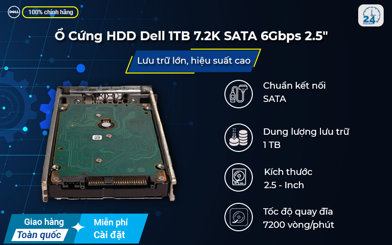 Ổ cứng HDD Dell 1TB 7.2K SATA 6Gbps 2.5" độ bền cao