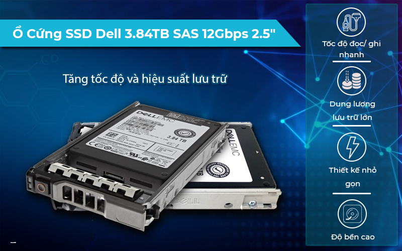Ổ Cứng SSD Dell 3.84TB SAS 12Gbps 2.5"