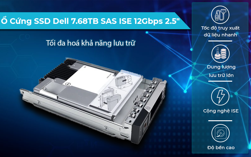 Ổ Cứng SSD Dell 7.68TB SAS ISE 12Gbps 2.5"