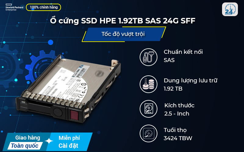 Ổ Cứng SSD HPE 1.92TB SAS 24G SFF độ bền cao