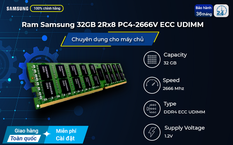 Ram Samsung 32GB PC4-2666V tiết kiệm điện năng
