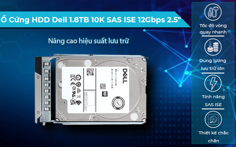 Ổ cứng HDD Dell 1.8TB 10K SAS ISE 12Gbps 2.5" độ bền cao