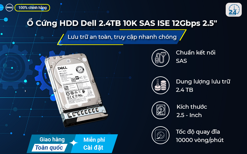 Ổ Cứng HDD Dell 2.4TB 10K SAS ISE 12Gbps 2.5"