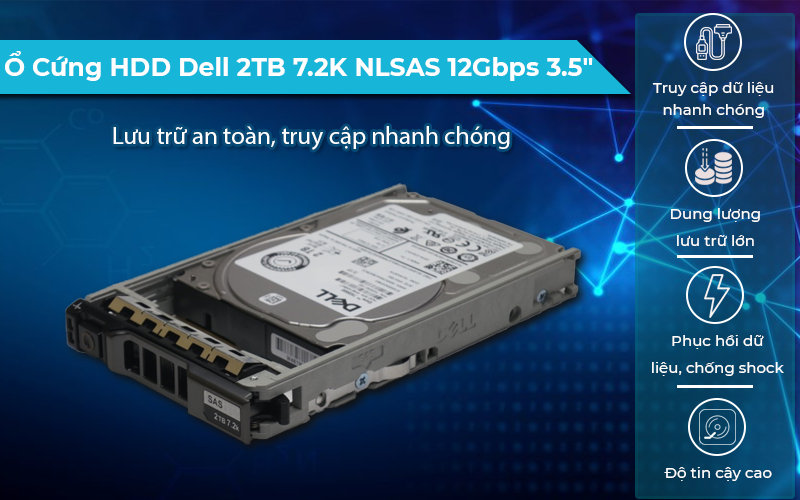 Ổ cứng HDD Dell 2TB 7.2K NLSAS 12Gbps 3.5" độ bền cao