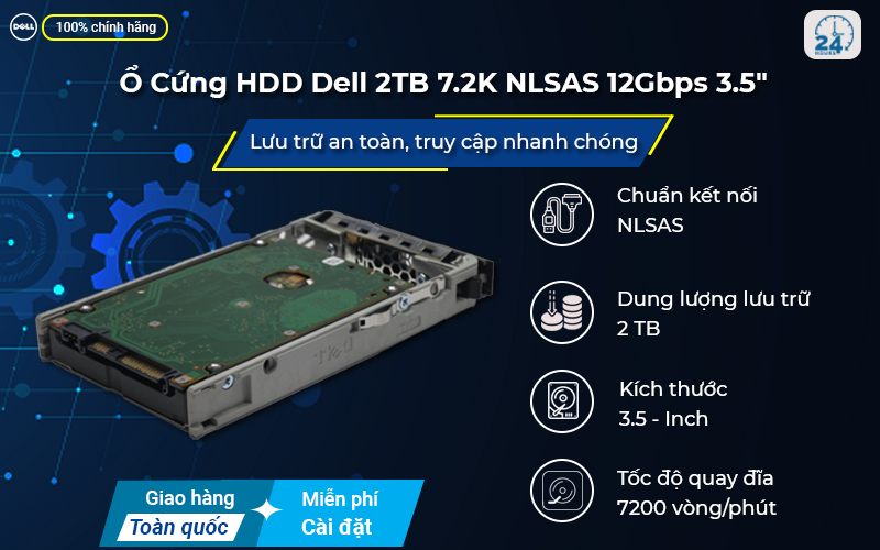 Ổ Cứng HDD Dell 2TB 7.2K NLSAS 12Gbps 3.5"
