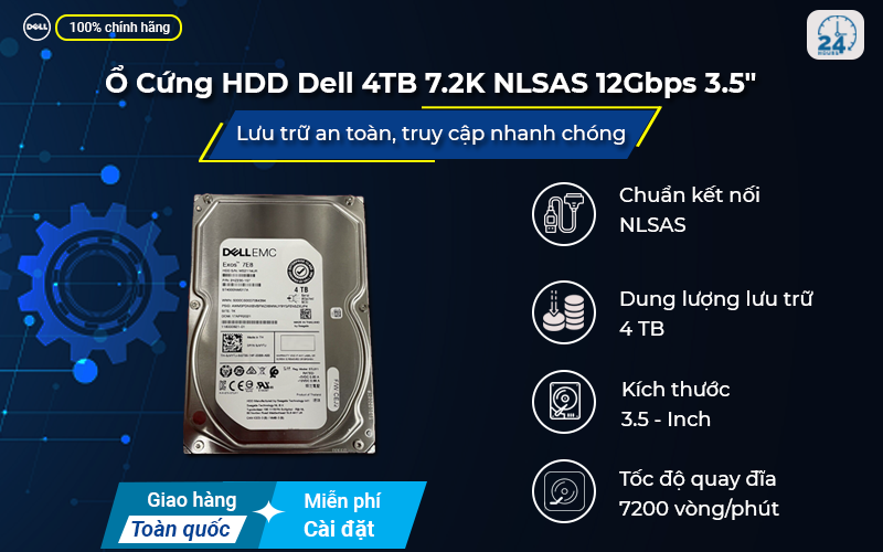 Ổ cứng HDD Dell 4TB 7.2K NLSAS 12Gbps 3.5"