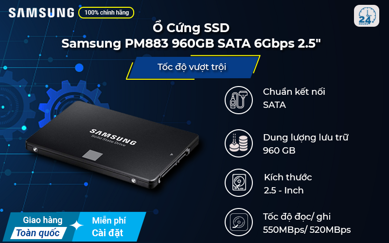 Ổ Cứng SSD Samsung PM883 960GB SATA 6Gbps 2.5" độ bền cao