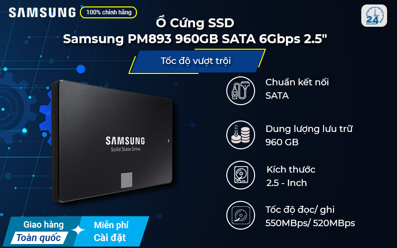 ổ cứng SSD Samsung PM893 960GB SATA 6Gbps 2.5" độ bền cao