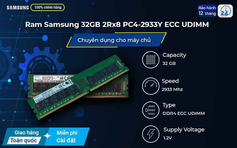 RAM SamSung 32GB 2Rx8 PC4-2933Y có tốc độ truyền tải lớn