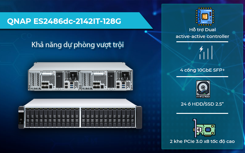 QNAP ES2486dc - 2142IT - 128G - Mở rộng PCIE cho mạng tốc độ cao 