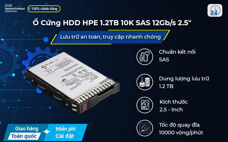 Ổ cứng HDD HPE 1.2TB 10K SAS 12Gb/s 2.5" - truy cập nhanh chóng