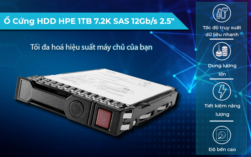 Ổ cứng HDD HPE 1TB 7.2K SAS 12Gb/s 2.5" có tốc độ đọc ghi tốt