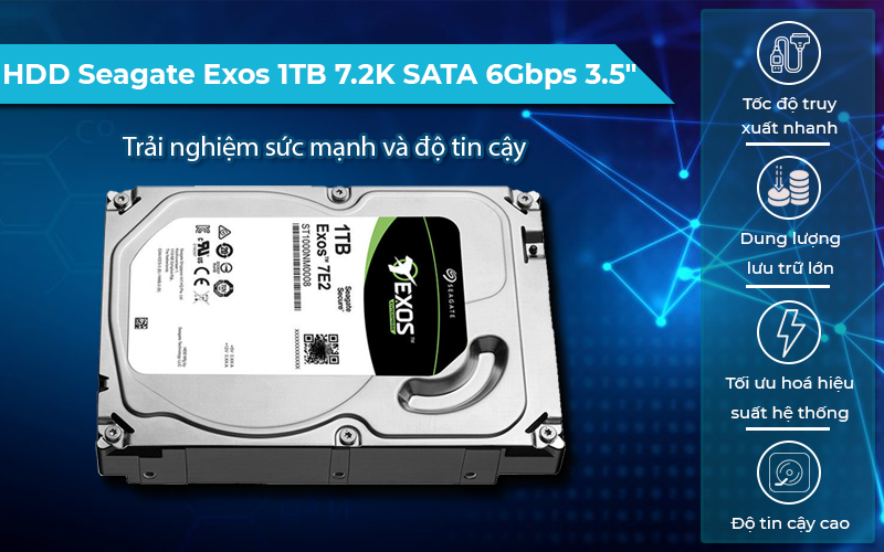  Ổ cứng HDD Seagate Exos 1TB 7.2K SATA 6Gbps 3.5" độ bền cao