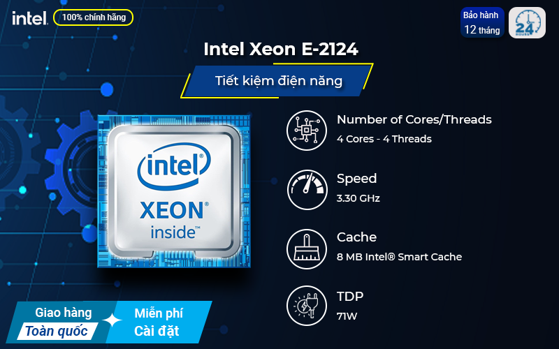 CPU Intel Xeon E-2124 - tiết kiệm điện năng