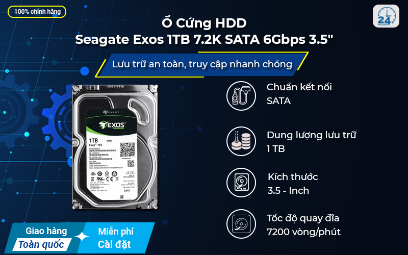 Ổ cứng HDD Seagate Exos 1TB 7.2K SATA 6Gbps 3.5"